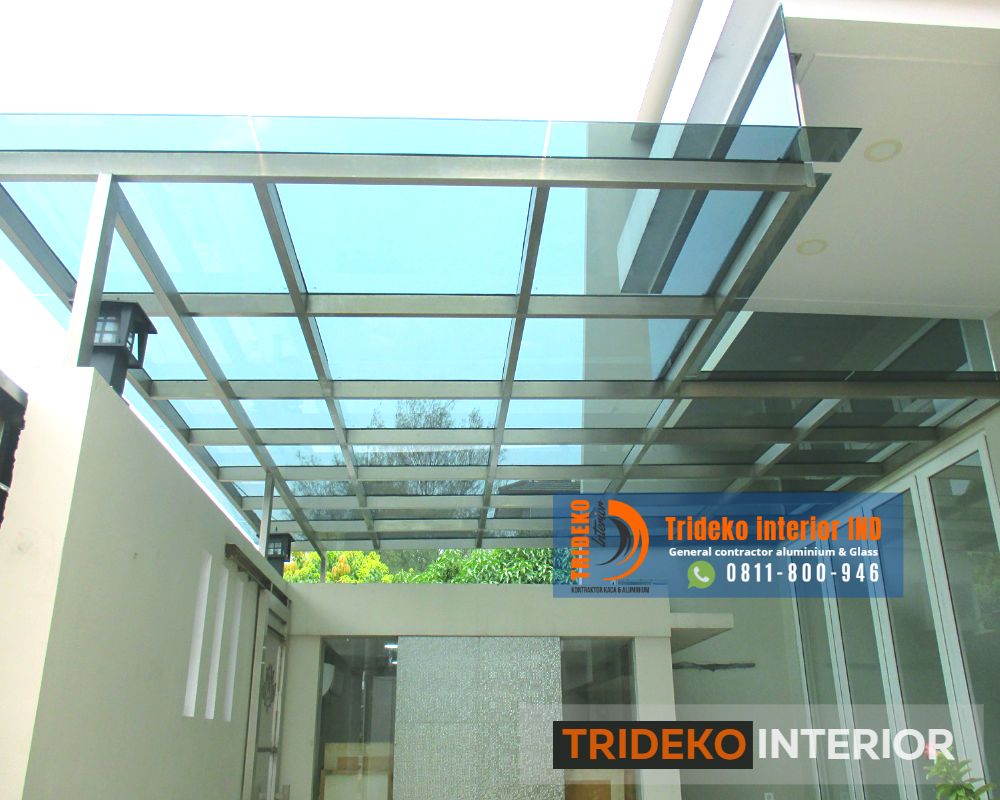 Kanopi Kaca dengan Rangka Stainless Steel