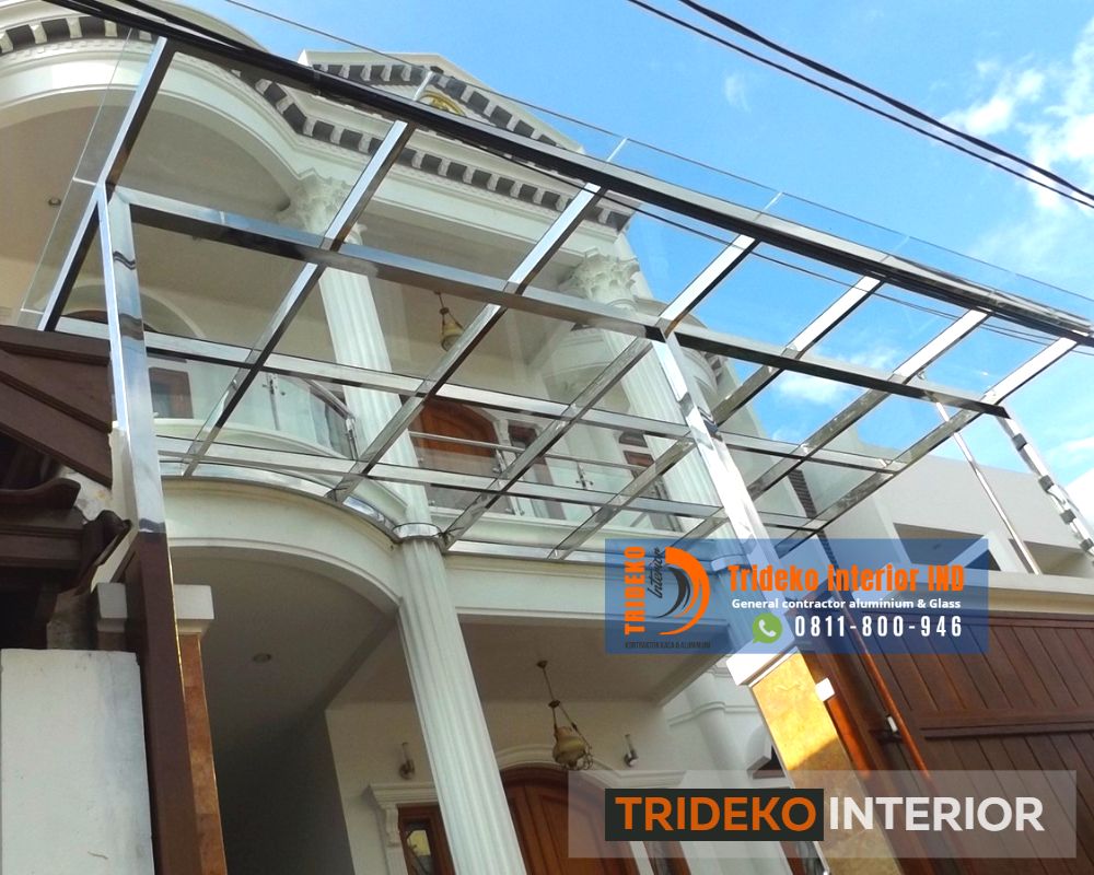 Biaya Kanopi Kaca dengan Rangka Stainless Steel Kanopi Kaca Dengan Rangka Stainless Steel 304